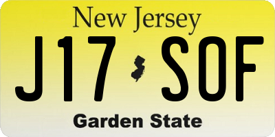 NJ license plate J17SOF