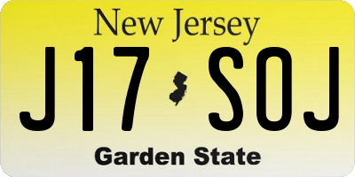NJ license plate J17SOJ