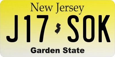 NJ license plate J17SOK