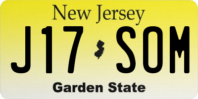 NJ license plate J17SOM