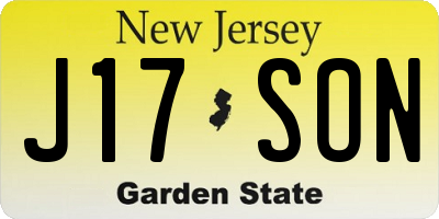 NJ license plate J17SON