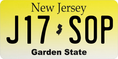 NJ license plate J17SOP