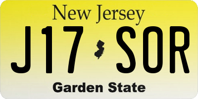 NJ license plate J17SOR