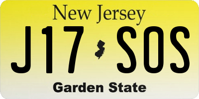 NJ license plate J17SOS