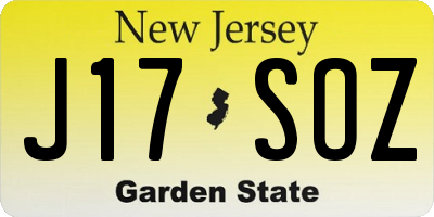 NJ license plate J17SOZ