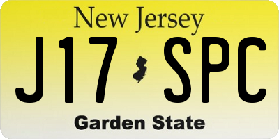 NJ license plate J17SPC