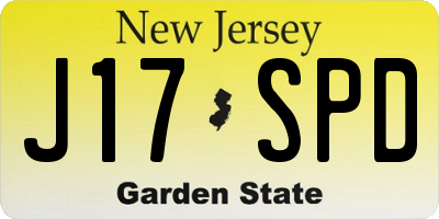 NJ license plate J17SPD