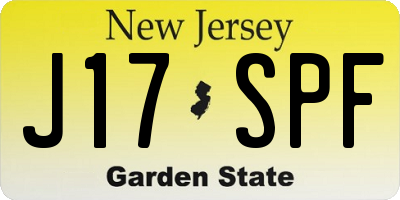 NJ license plate J17SPF