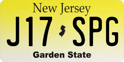 NJ license plate J17SPG