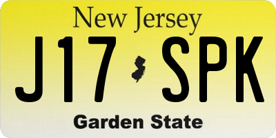 NJ license plate J17SPK