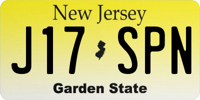 NJ license plate J17SPN