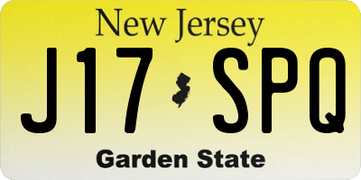 NJ license plate J17SPQ