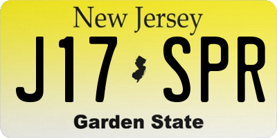 NJ license plate J17SPR