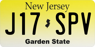 NJ license plate J17SPV