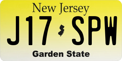 NJ license plate J17SPW