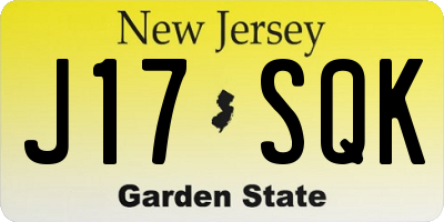NJ license plate J17SQK
