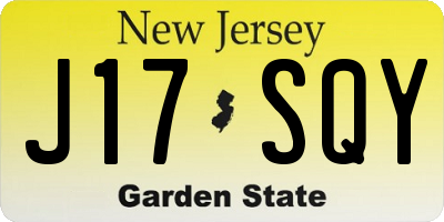 NJ license plate J17SQY