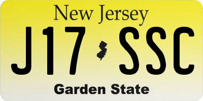 NJ license plate J17SSC