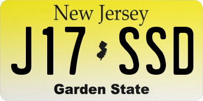 NJ license plate J17SSD