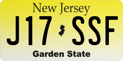 NJ license plate J17SSF