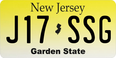NJ license plate J17SSG