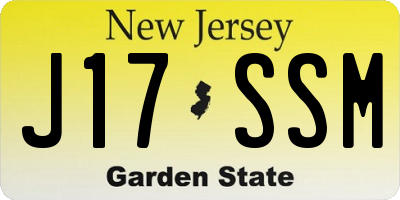 NJ license plate J17SSM