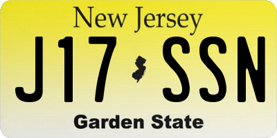 NJ license plate J17SSN