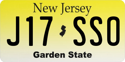 NJ license plate J17SSO