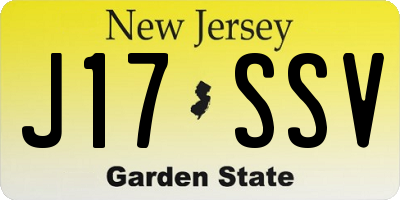 NJ license plate J17SSV