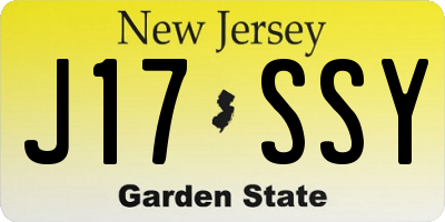 NJ license plate J17SSY