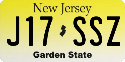 NJ license plate J17SSZ