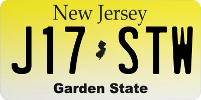 NJ license plate J17STW