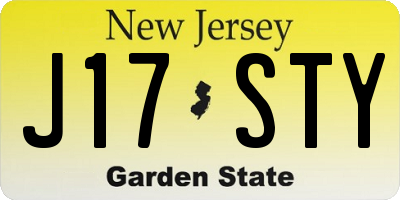 NJ license plate J17STY