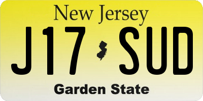 NJ license plate J17SUD