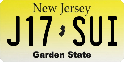 NJ license plate J17SUI
