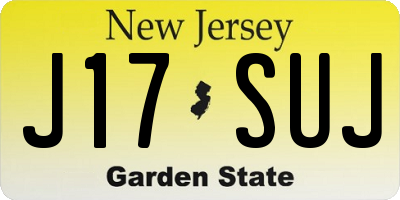NJ license plate J17SUJ