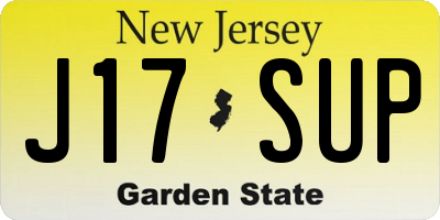 NJ license plate J17SUP