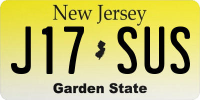 NJ license plate J17SUS