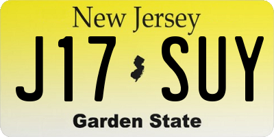 NJ license plate J17SUY