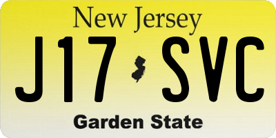 NJ license plate J17SVC