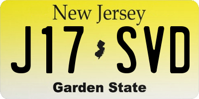 NJ license plate J17SVD
