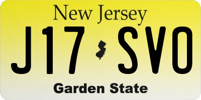 NJ license plate J17SVO