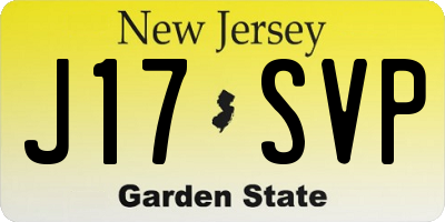 NJ license plate J17SVP