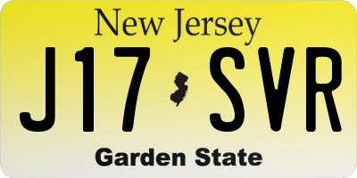 NJ license plate J17SVR