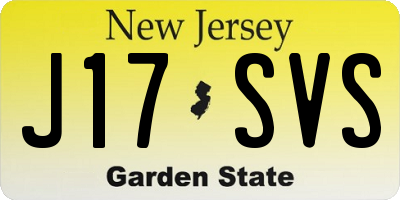 NJ license plate J17SVS