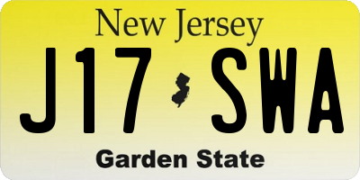 NJ license plate J17SWA
