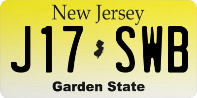 NJ license plate J17SWB