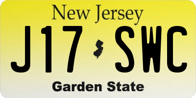 NJ license plate J17SWC