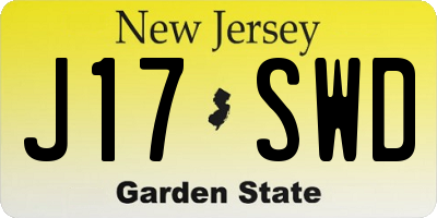 NJ license plate J17SWD