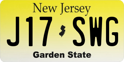 NJ license plate J17SWG